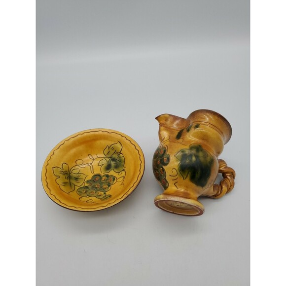 Vintage SN LIECHTENSTEIN Grapevine Leaf Pattern Mini Bowl & Pitcher Creamer - Picture 10 of 12